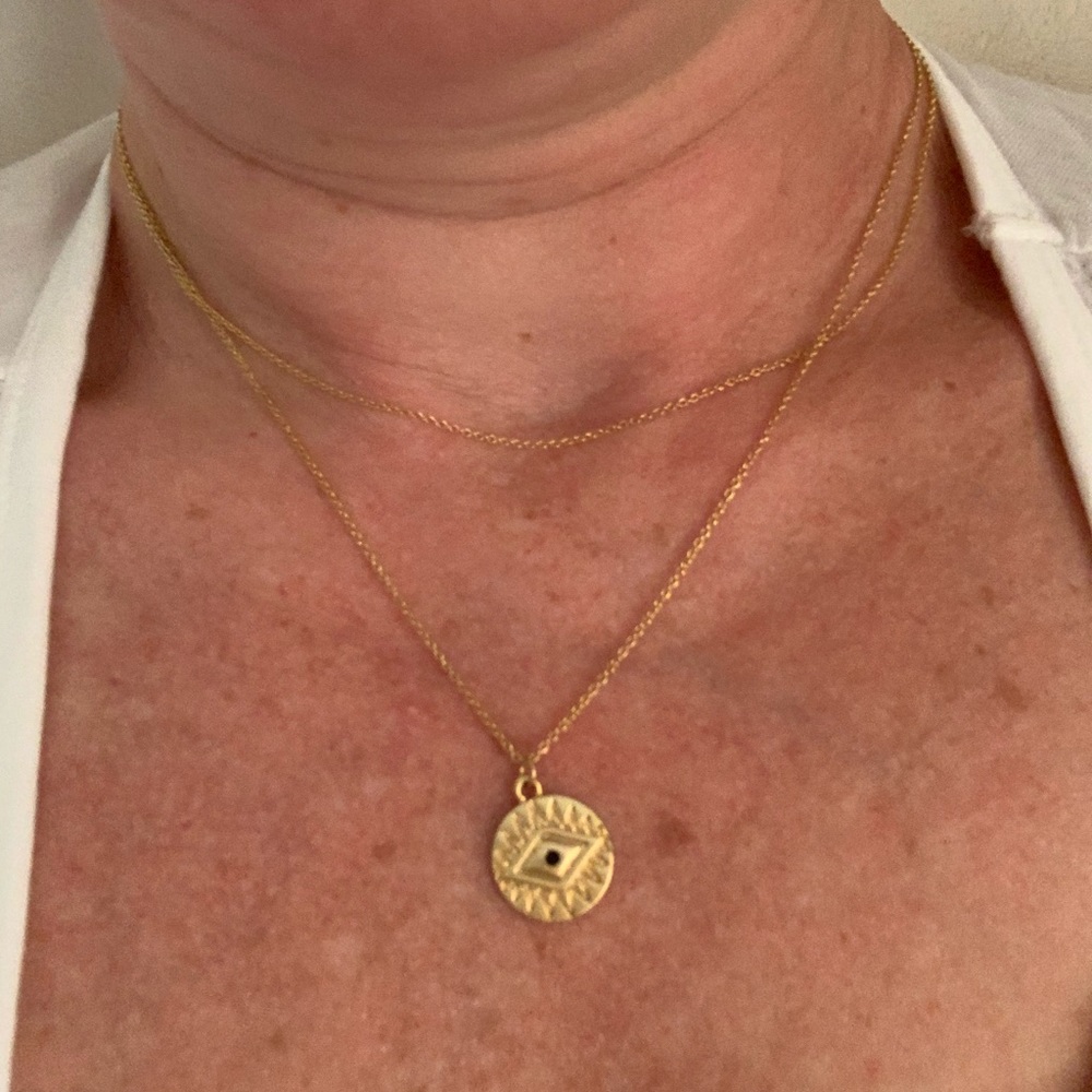 Gold evil eye necklace (2 layers) and rainbow